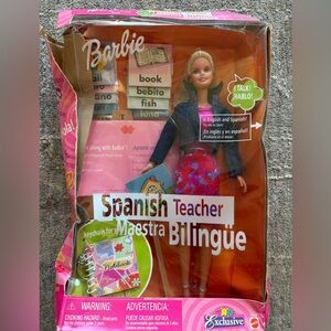 Spanish Teacher Barbie Doll (She Talks) Mattel New In Box Model Number 29408